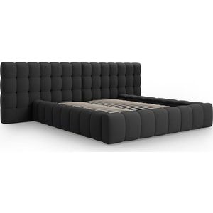 Černá čalouněná dvoulůžková postel s úložným prostorem a roštem 180x200 cm Mamaia – Micadoni Home obraz