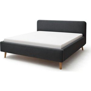 Tmavě šedá čalouněná dvoulůžková postel s úložným prostorem s roštem 160x200 cm Mattis – Meise Möbel obraz