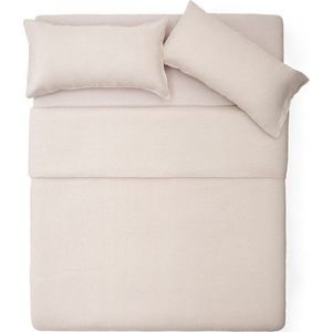 Povlečení šedobéžové na dvoulůžko/prodloužené s příměsí lnu 240x220 cm Simmel – Kave Home obraz