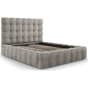 Světle šedá čalouněná dvoulůžková postel s úložným prostorem s roštem 140x200 cm Bali – Cosmopolitan Design obraz