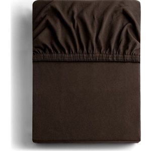 Tmavě hnědé napínací prostěradlo jersey 200x200 cm Amber – Restilo obraz