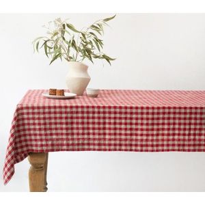 Lněný ubrus 140x350 cm Red Gingham – Linen Tales obraz