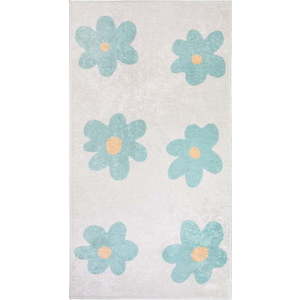Pratelný dětský koberec v mentolové barvě/slonovinový 80x150 cm Cute Flowers Green – Vitaus obraz