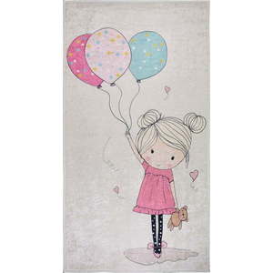 Růžový/slonovinový pratelný dětský koberec 120x180 cm Girl & Baloons – Vitaus obraz