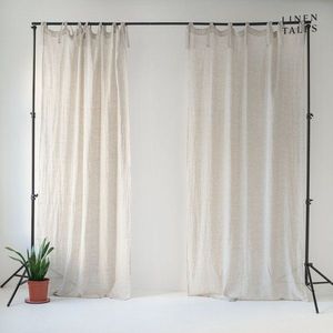 Béžový lněný lehký závěs s poutky Linen Tales Daytime, 250 x 130 cm obraz