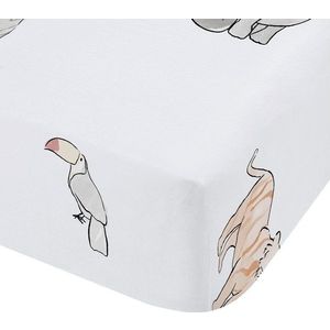 Bílé napínací bavlněné dětské prostěradlo do postýlky 70x140 cm Zoo Animals – Bianca obraz