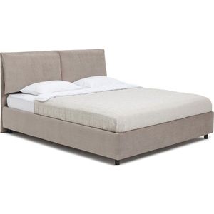 Čalouněná dvoulůžková postel taupe s úložným prostorem s roštem 160x200 cm Myra Pillow – Bonami Selection obraz