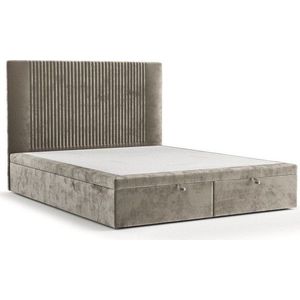 Béžová čalouněná dvoulůžková postel s úložným prostorem 200x200 cm Mavel – Maison de Rêve obraz
