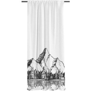 Černobílý závěs z bavlněného saténu 110x250 cm Cabin in the Mountain – Butter Kings obraz