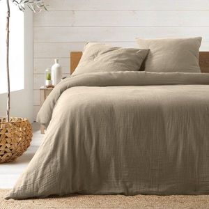 Béžové prodloužené mušelínové povlečení na dvoulůžko 240x260 cm Angelia – douceur d'intérieur obraz