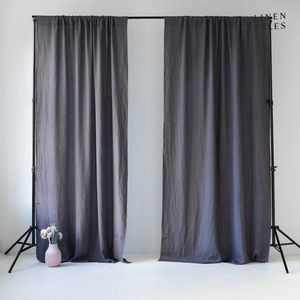 Tmavě šedý závěs 140x170 cm Night Time – Linen Tales obraz