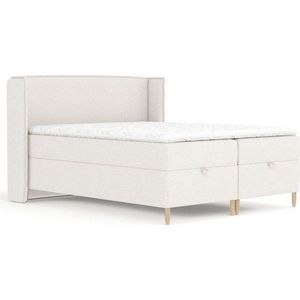 Krémová boxspring postel s úložným prostorem 160x200 cm Monpelli – Maison de Rêve obraz