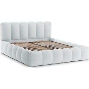 Světle šedá čalouněná dvoulůžková postel s úložným prostorem s roštem 180x200 cm Lupine – Micadoni obraz