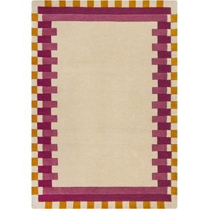 Žluto-růžový ručně tkaný vlněný koberec 200x290 cm Kai Wool Border – Flair Rugs obraz
