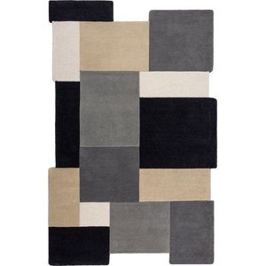 Černo-šedý ručně tkaný vlněný koberec 150x240 cm Collage Monochrome – Flair Rugs obraz