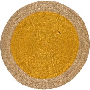 Kulatý koberec v přírodní a horčicové barvě ø 120 cm Mahon – Universal obraz