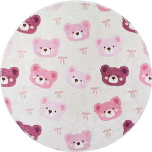 Růžový/slonovinový pratelný dětský koberec ø120 cm Cute Teddies Pink – Vitaus obraz