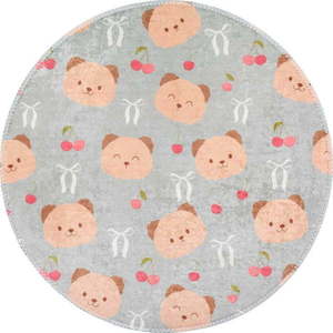 Šedý/hnědý pratelný dětský koberec ø100 cm Cute Teddies – Vitaus obraz