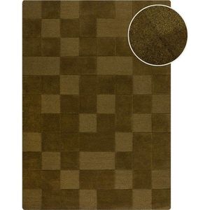 Khaki ručně tkaný vlněný koberec 120x170 cm Checkerboard – Flair Rugs obraz
