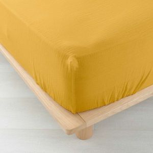 Žluté napínací mušelínové prostěradlo 160x200 cm Angelia – douceur d'intérieur obraz