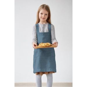 Dětská modrá lněná zástěra Linen Tales Pinafore, 72 x 45 cm obraz