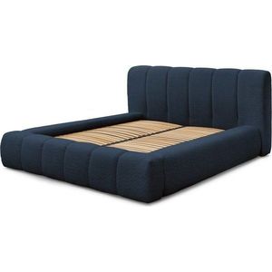 Tmavě modrá čalouněná dvoulůžková postel s úložným prostorem s roštem 160x200 cm Denali – Bobochic Paris obraz