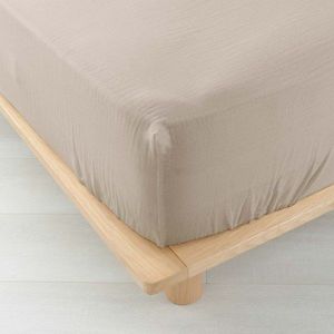 Béžové napínací mušelínové prostěradlo 160x200 cm Angelia – douceur d'intérieur obraz
