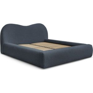 Tmavě modrá čalouněná dvoulůžková postel s úložným prostorem a roštem 180x200 cm Orlane – Bobochic Paris obraz
