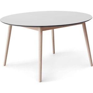 Kulatý rozkládací jídelní stůl s bílou deskou a přídavnou deskou ø 135 cm Meza – Hammel Furniture obraz