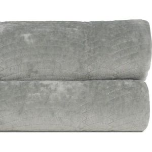 Šedozelený sametový prošívaný přehoz 230x260 cm – Ixia obraz