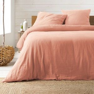 Růžové prodloužené mušelínové povlečení na dvoulůžko 240x260 cm Angelia – douceur d'intérieur obraz