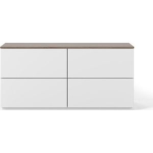 Bílá komoda s šuplíky a deskou v ořechovém dekoru TemaHome Join, 120 x 54 cm obraz