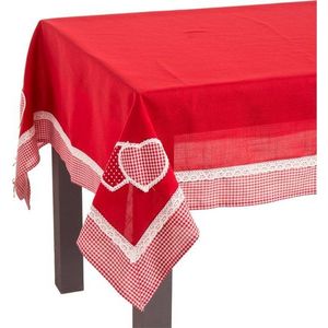 Červený ubrus Casa Selección Hearts, 150 x 210 cm obraz