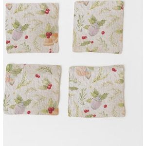 Sada 4 vánočních lněných podtácků Linen Tales Jingle Bells, 10 x 10 cm obraz