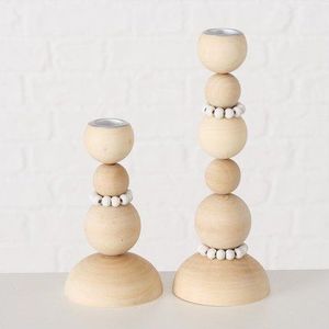 Sada 2 dřevěných svícnů Boltze Beads obraz