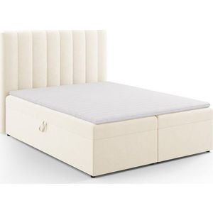 Béžová boxspring postel s úložným prostorem 160x200 cm Gina – Milo Casa obraz