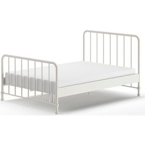 Bílá kovová dvoulůžková postel s roštem 140x200 cm BRONXX – Vipack obraz