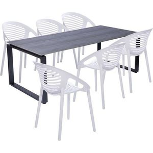 Zahradní jídelní set pro 6 osob s bílou židlí Joanna a stolem Strong, 210 x 100 cm obraz