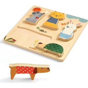Dětské vkládací dřevěné puzzle s motivy domácích mazlíčků Djeco obraz