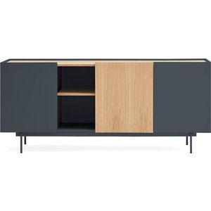 Nízká komoda v dekoru dubu v antracitovo-přírodní barvě 180x78 cm Otto – Teulat obraz