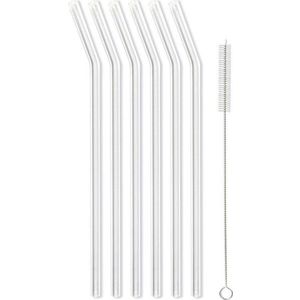 Sada 6 bílých skleněných brček na pití Vialli Design, délka 23 cm obraz