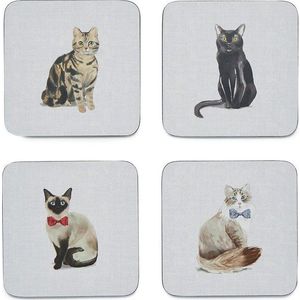 Sada 4 modrých podtácků Cooksmart ® Curious Cats obraz