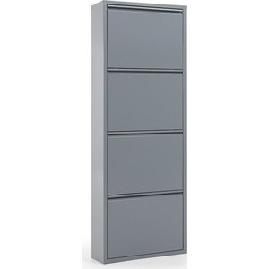 Šedý kovový botník se 4 výklopnými zásuvkami Kave Home Rox obraz