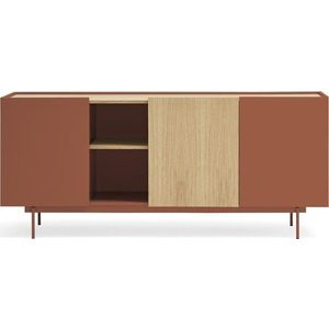 Nízká komoda v dekoru dubu v cihlovo-přírodní barvě 180x78 cm Otto – Teulat obraz