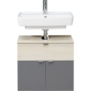 Šedá/v přírodní barvě závěsná skříňka bez umyvadla v dekoru borovice 53x60 cm Quickset 394 – Pelipal obraz