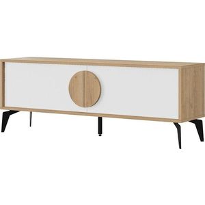 TV stolek v dekoru dubu v bílo-přírodní barvě 140x51 cm Vae – Marckeric obraz