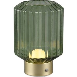 Stmívatelná LED stolní lampa v zelené a zlaté barvě se skleněným stínidlem (výška 19, 5 cm) Lord – Trio obraz