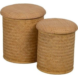 Pletený taburet v přírodní barvě Rattan – Ixia obraz