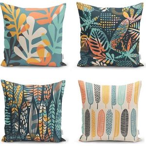 Sada 4 povlaků na polštáře Minimalist Cushion Covers Colorful Leaves, 43 x 43 cm obraz