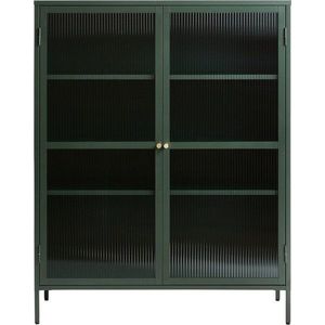 Zelená kovová vitrína Unique Furniture Bronco, výška 140 cm obraz